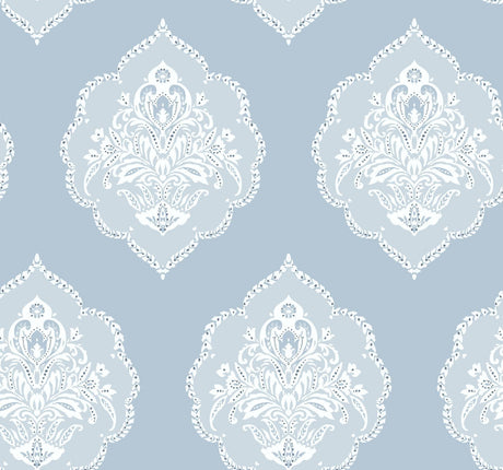 York Signet Medallion Dam Blue Wallpaper