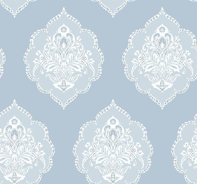 York Signet Medallion Dam Blue Wallpaper