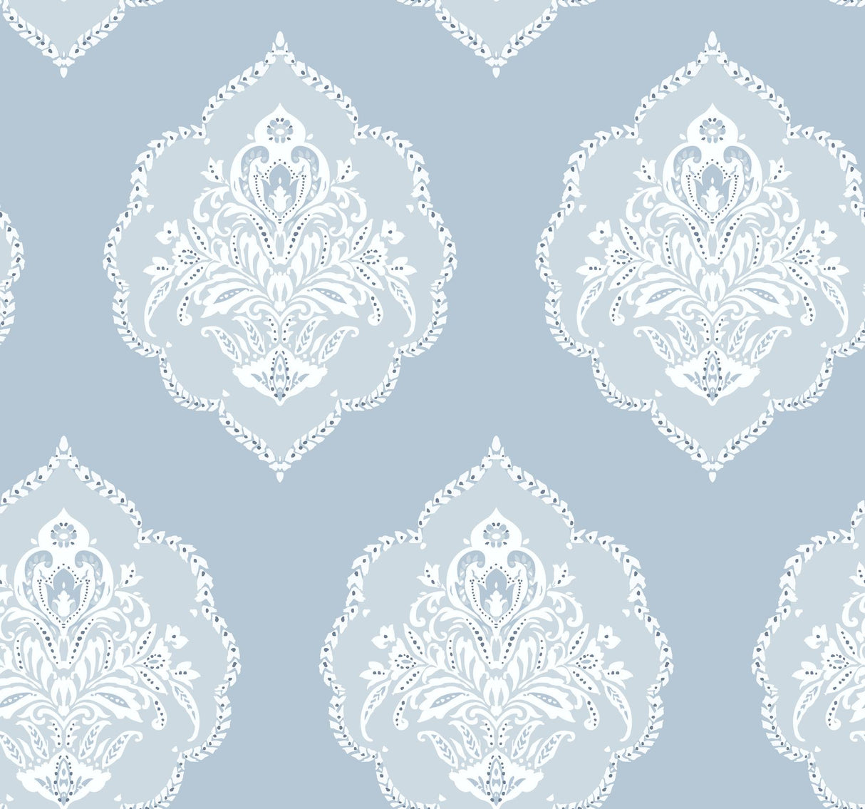 York Signet Medallion Dam Blue Wallpaper