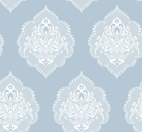 York Signet Medallion Dam Blue Wallpaper