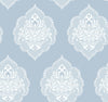 York Signet Medallion Damask Blue Wallpaper