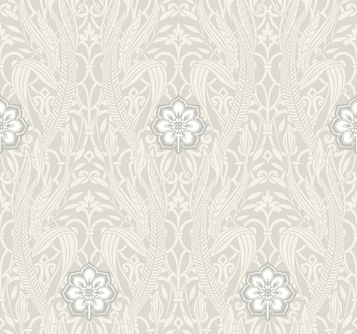 York Gatsby Damask Gray Wallpaper