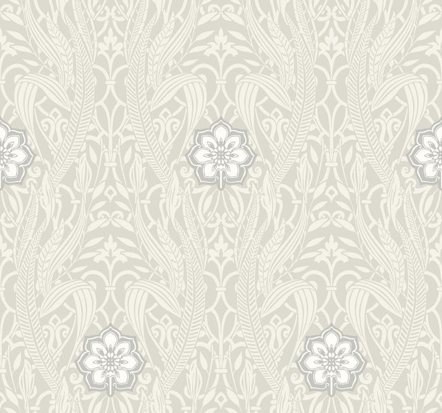 York Gatsby Damask Gray Wallpaper