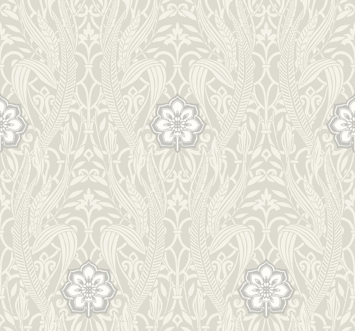 York Gatsby Damask Gray Wallpaper