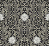 York Egret Damask Black Wallpaper