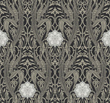 York Egret Damask Black Wallpaper