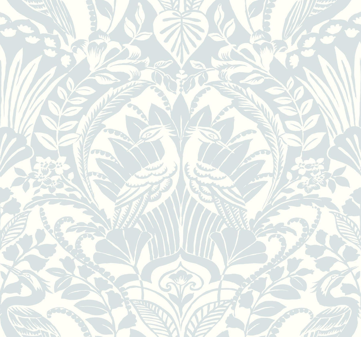 York Palmetto Palm Damask Blue Wallpaper