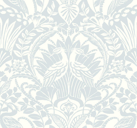 York Palmetto Palm Damask Blue Wallpaper