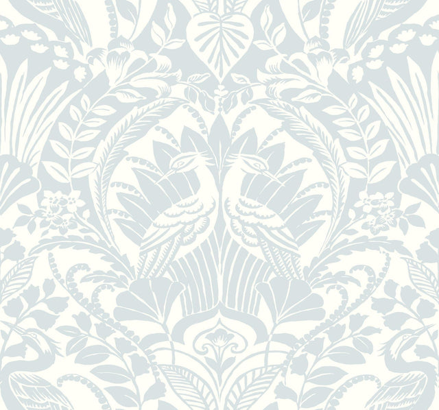 York Palmetto Palm Damask Blue Wallpaper