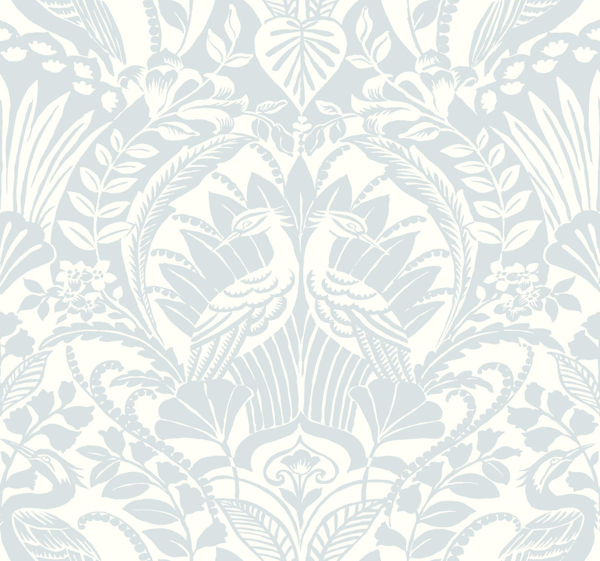 York Palmetto Palm Damask Blue Wallpaper