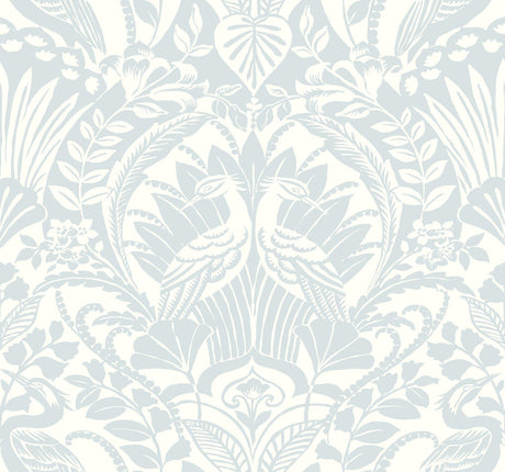 York Palmetto Palm Damask Blue Wallpaper