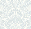 York Egret Damask Blue Wallpaper