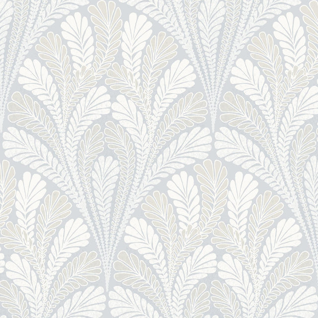 York Shell Damask Blue Wallpaper