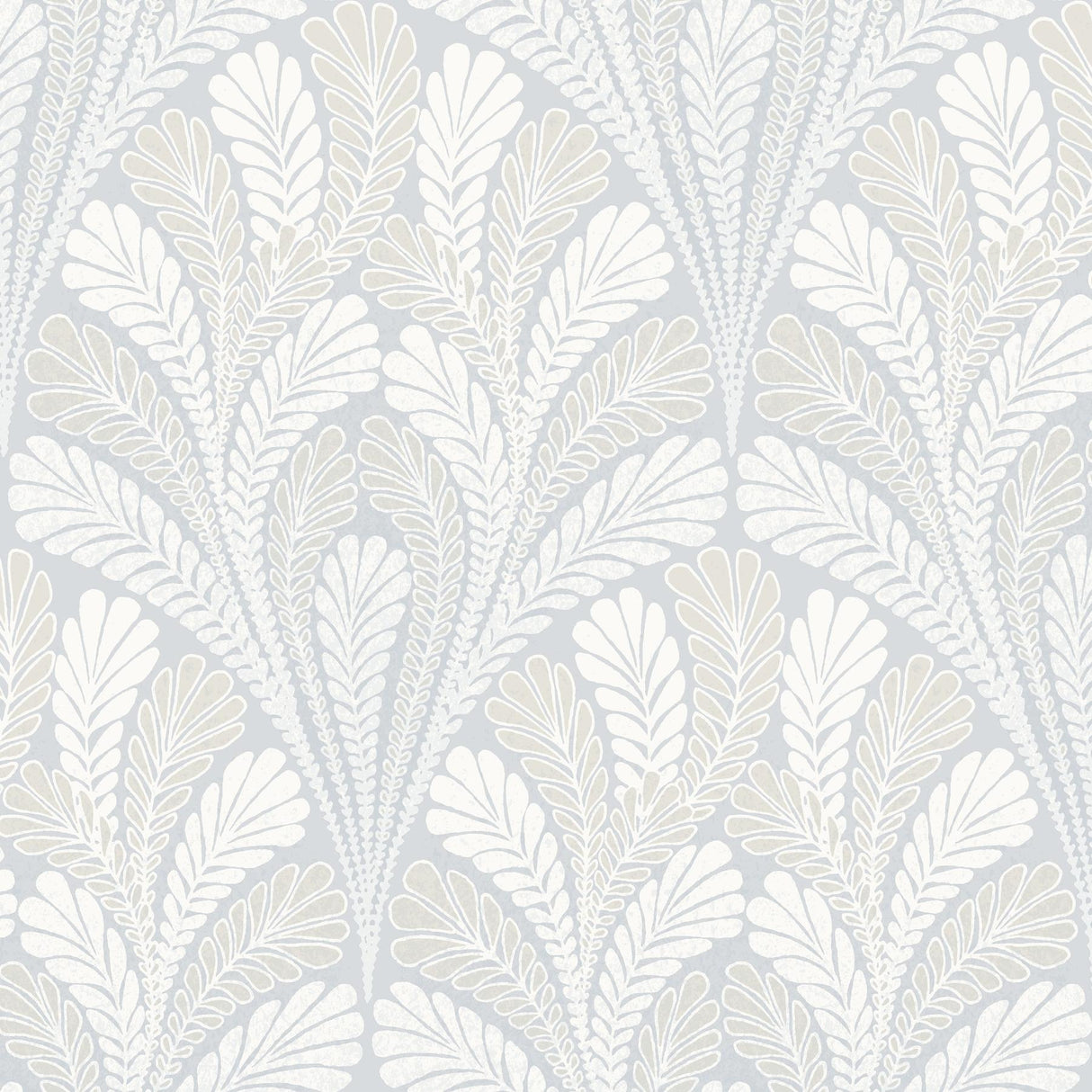 York Shell Damask Blue Wallpaper