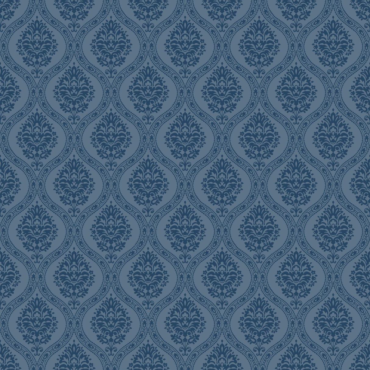 York Catherdral Damask Navy Wallpaper