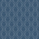 York Catherdral Damask Navy Wallpaper