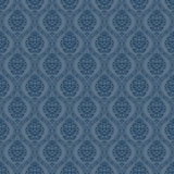 York Catherdral Damask Navy Wallpaper
