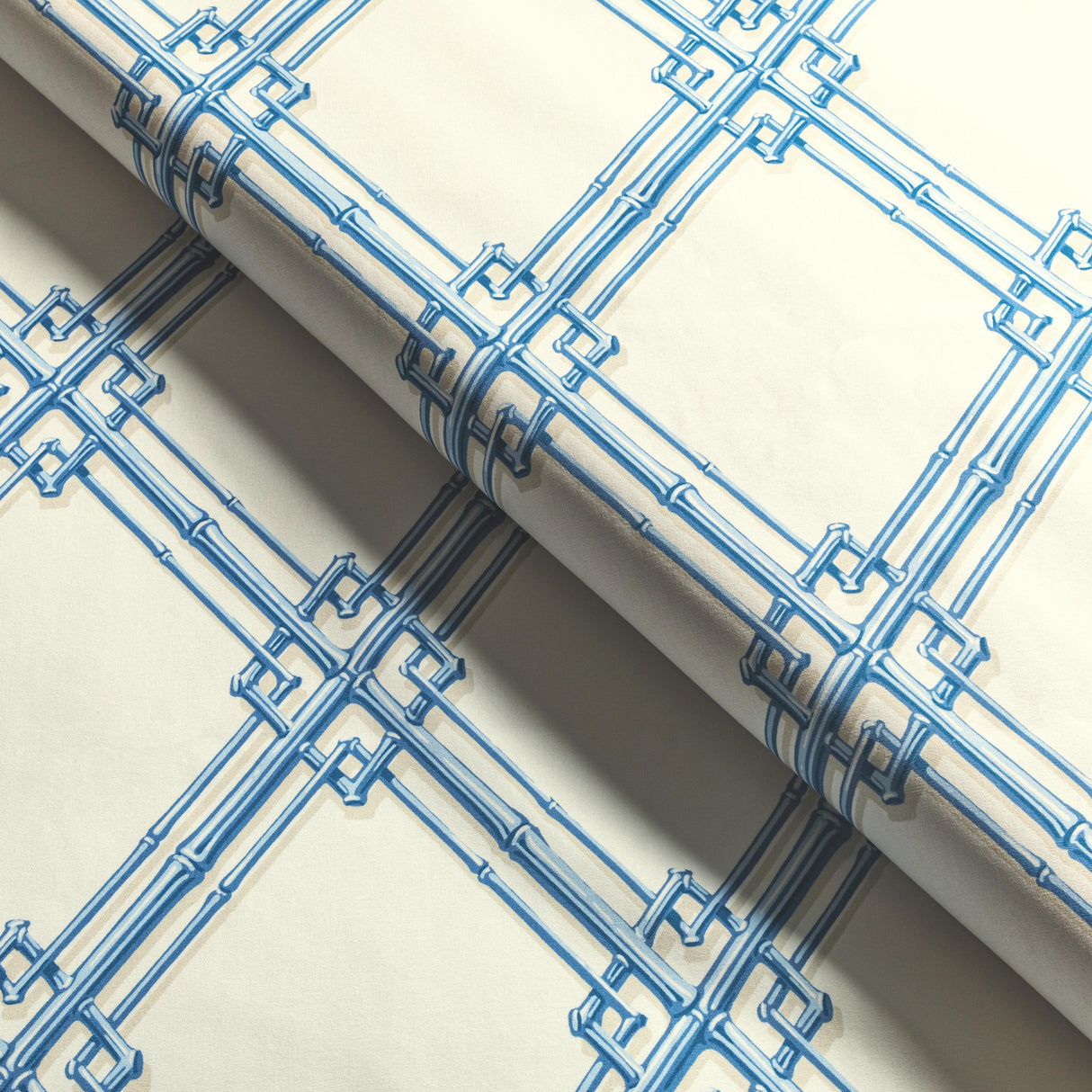 Brunschwig & Fils LE BAMBOU PRINT BLUE Fabric