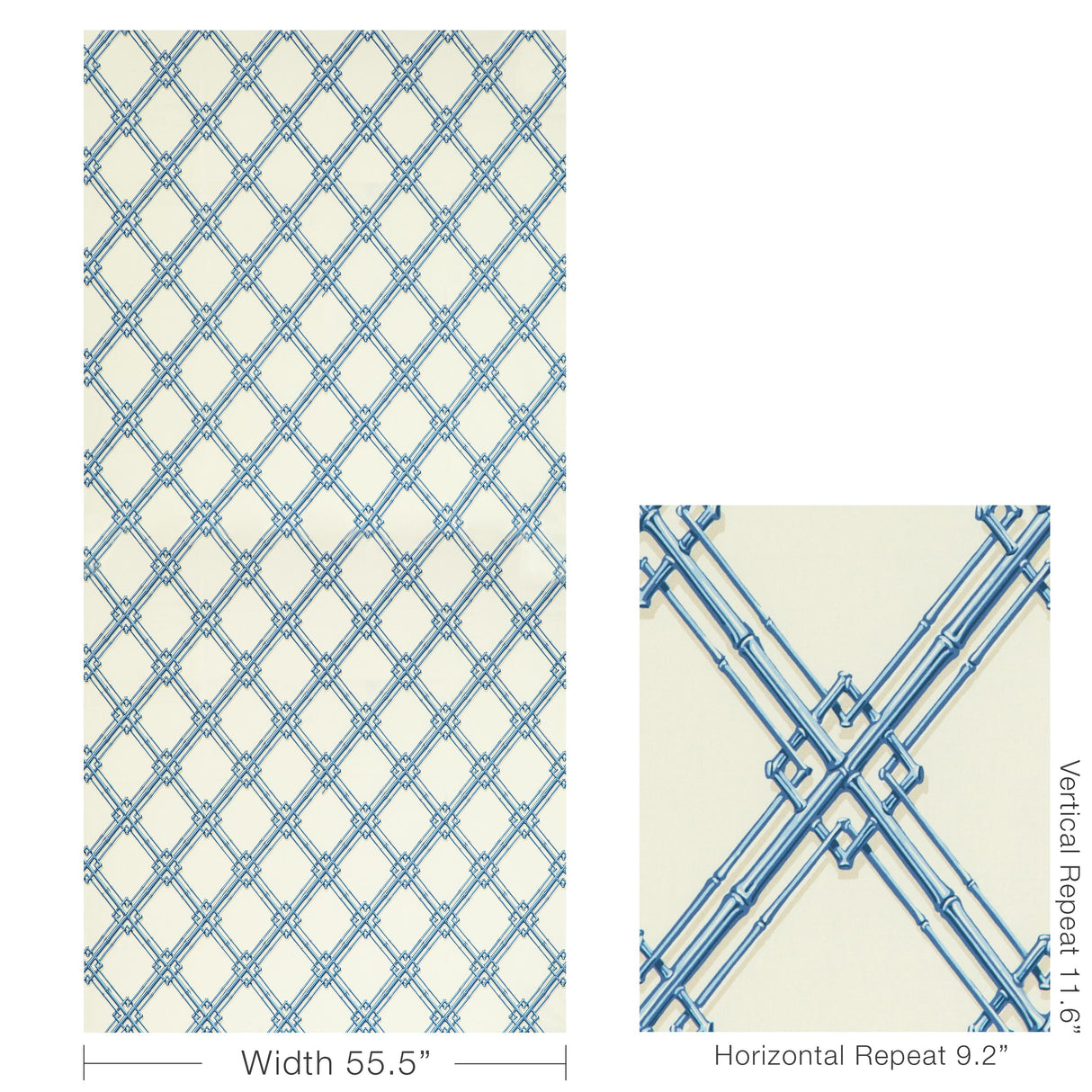 Brunschwig & Fils LE BAMBOU PRINT BLUE Fabric