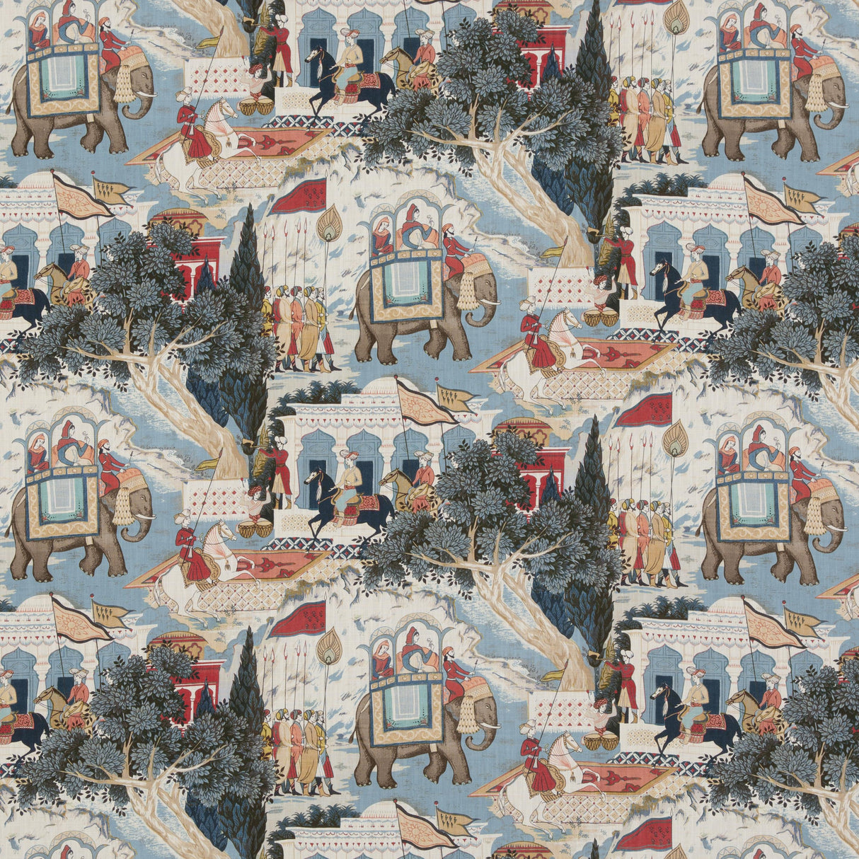G P & J Baker SHALIMAR INDIGO/RED Fabric