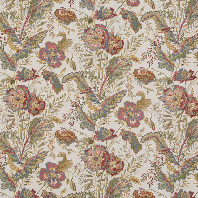 G P & J Baker INDIENNE FLOWER EMERALD/RED Fabric