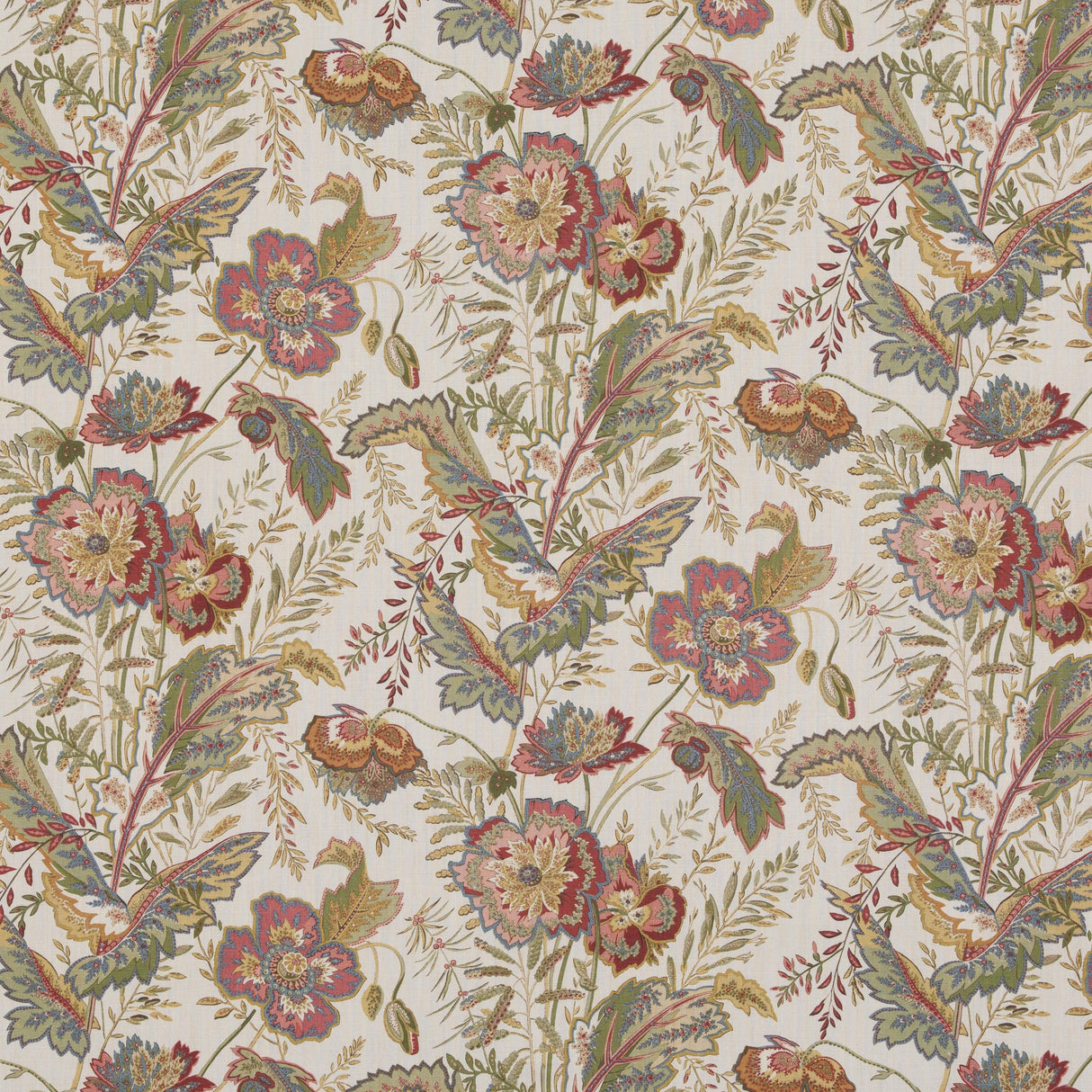 G P & J Baker INDIENNE FLOWER EMERALD/RED Fabric