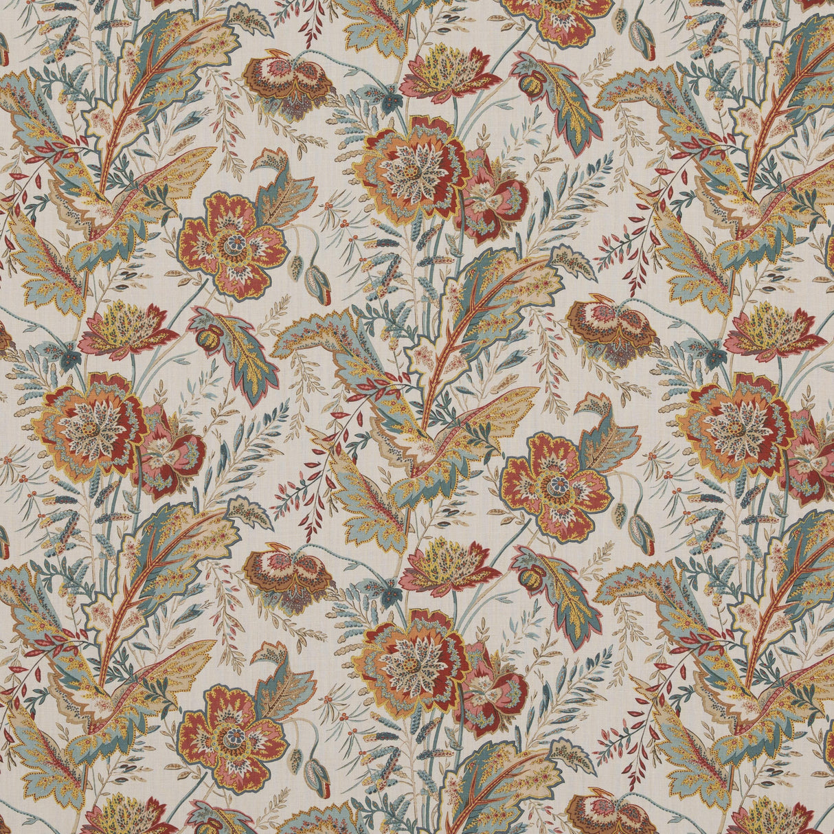 G P & J Baker INDIENNE FLOWER RED/TEAL Fabric