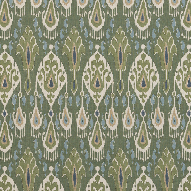 G P & J Baker IKAT BOKHARA LINEN EMERALD Fabric