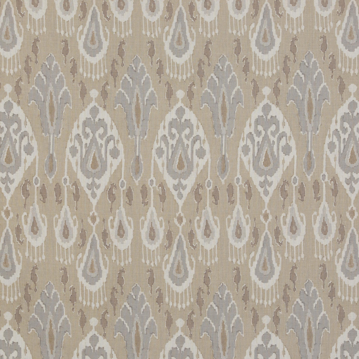 G P & J Baker IKAT BOKHARA LINEN PARCHMENT Fabric