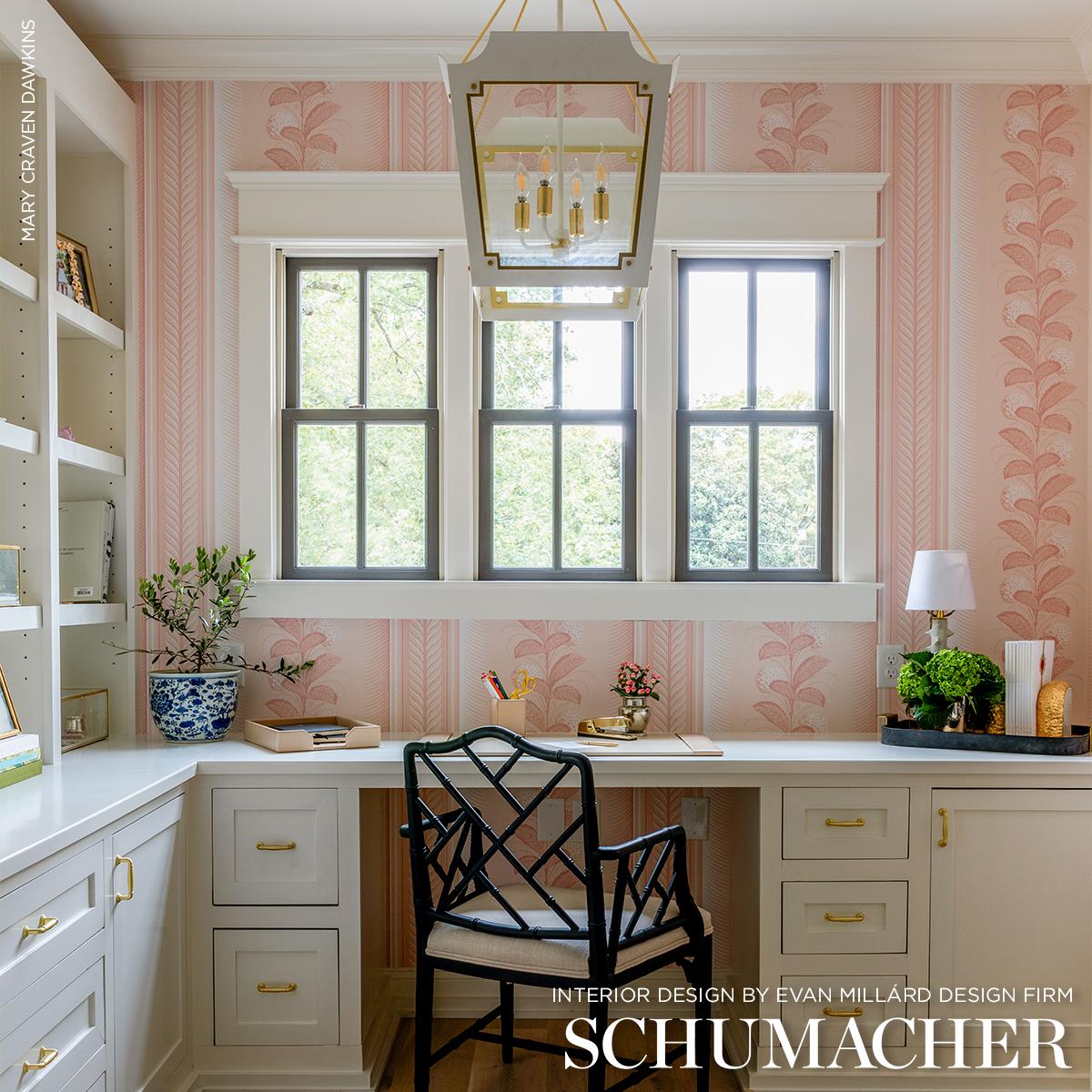 Schumacher Hydrangea Drape Blush Wallpaper