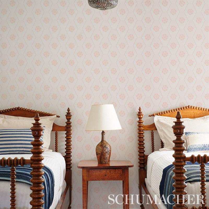 Schumacher Hive Bloom Blush Wallpaper