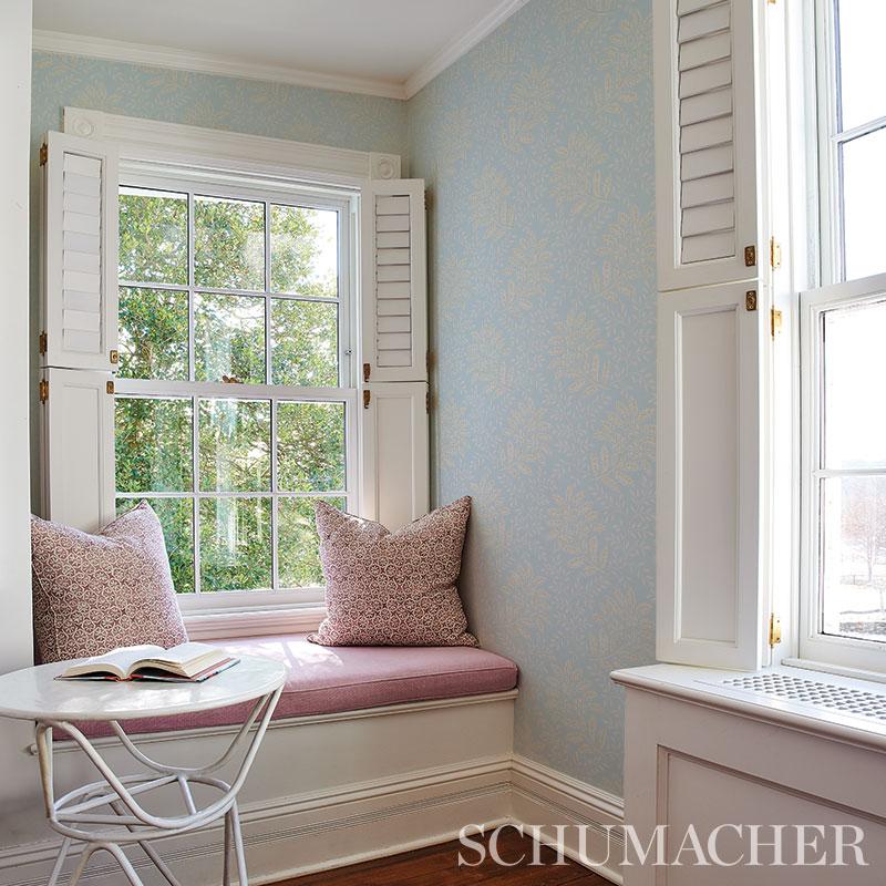 Schumacher Secret Garden Light Blue Wallpaper