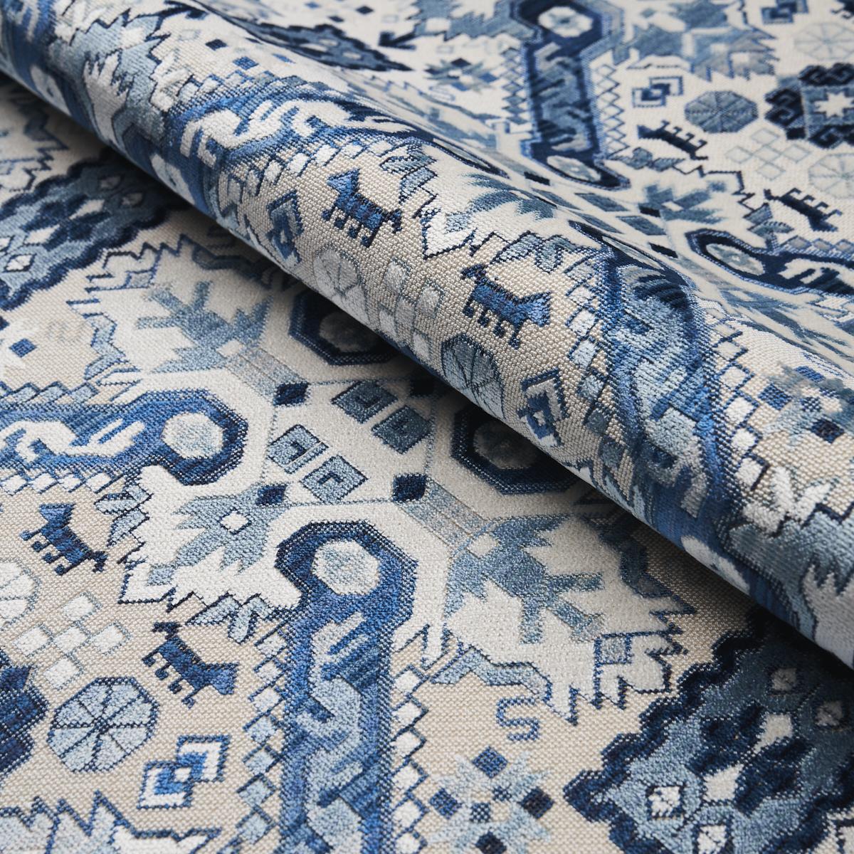 Schumacher Tiraz Velvet Indigo Fabric