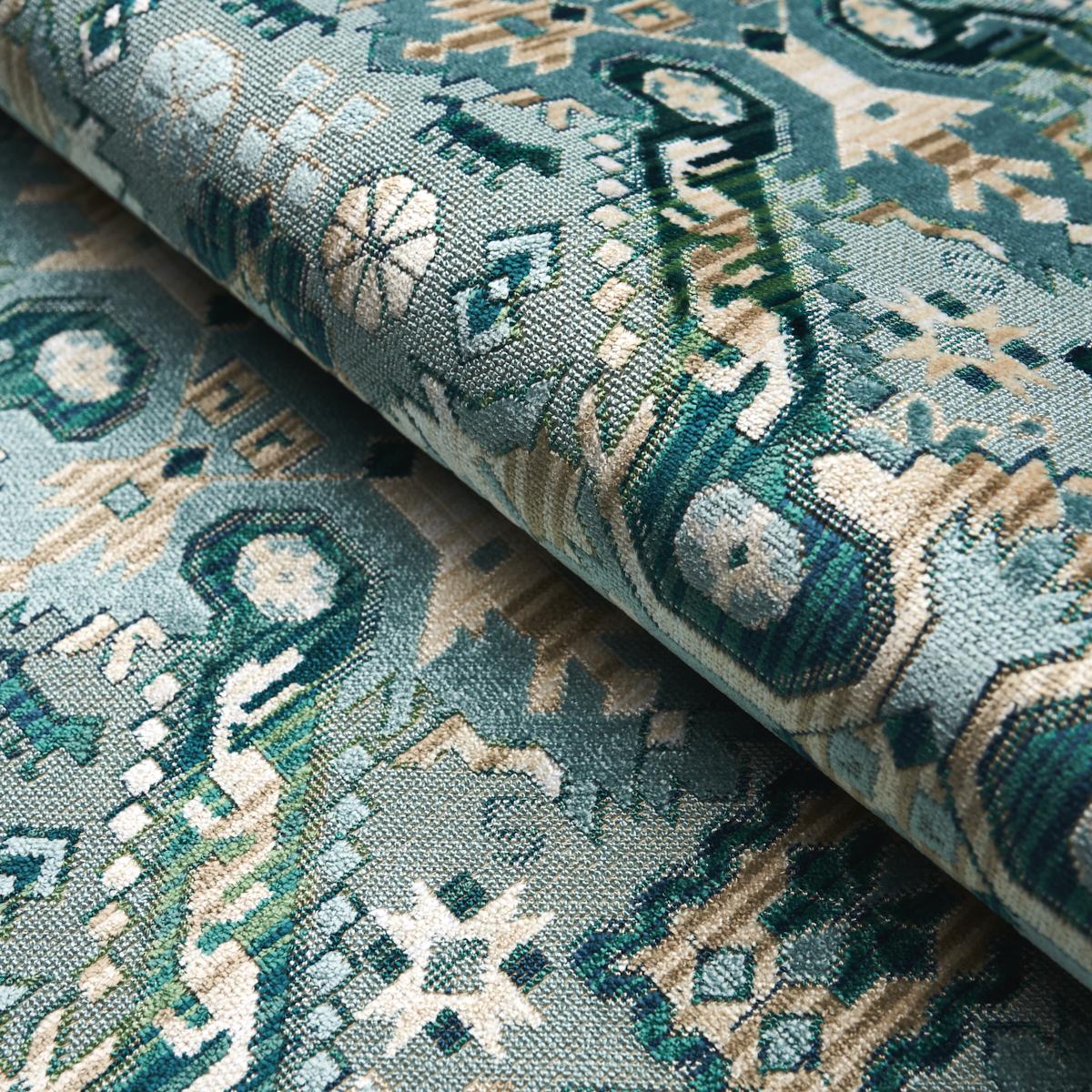 Schumacher Tiraz Velvet Peacock Fabric