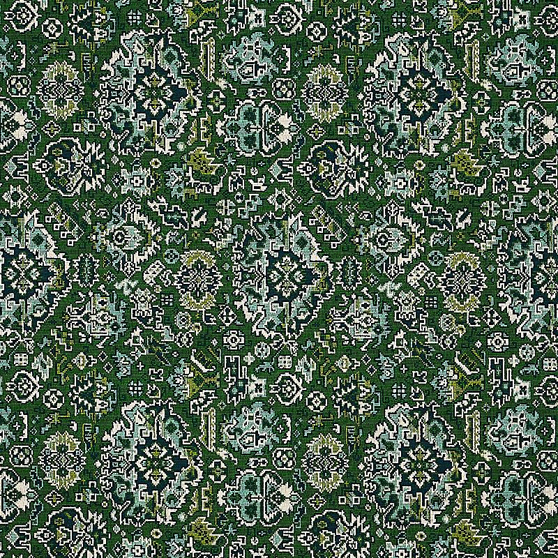 Schumacher Pallay Pingl Emerald Fabric