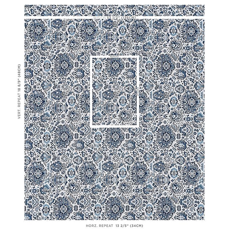 Schumacher Pallay Épinglé Porcelain On Ivory Fabric – DecoratorsBest