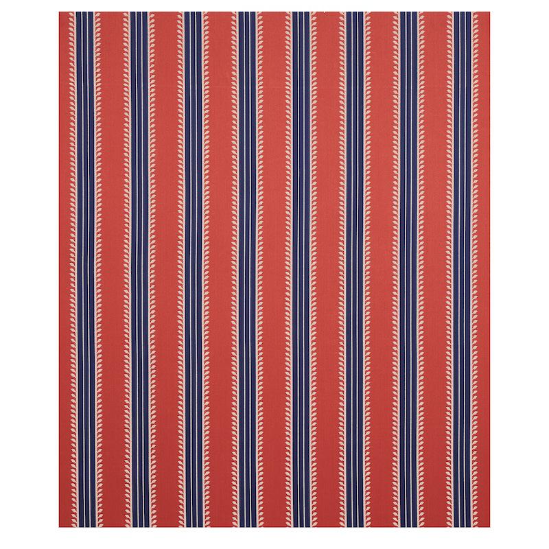 Schumacher Etruscan Stripe Red & Blue Fabric