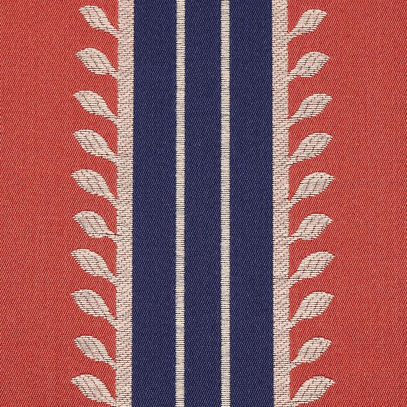 Schumacher Etruscan Stripe Red & Blue Fabric