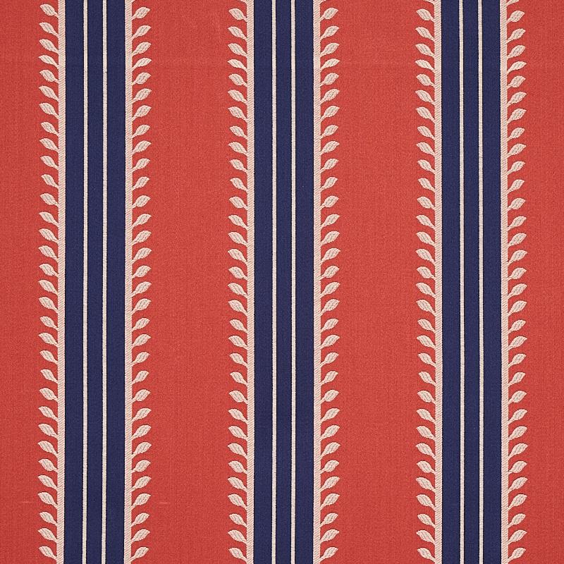 Schumacher Etruscan Stripe Red & Blue Fabric