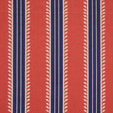 Schumacher Etruscan Stripe Red & Blue Fabric