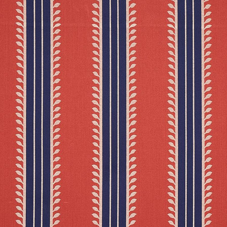 Schumacher Etruscan Stripe Red & Blue Fabric