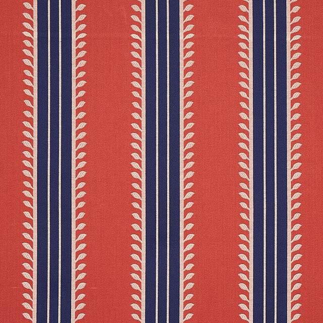 Schumacher Etruscan Stripe Red & Blue Fabric