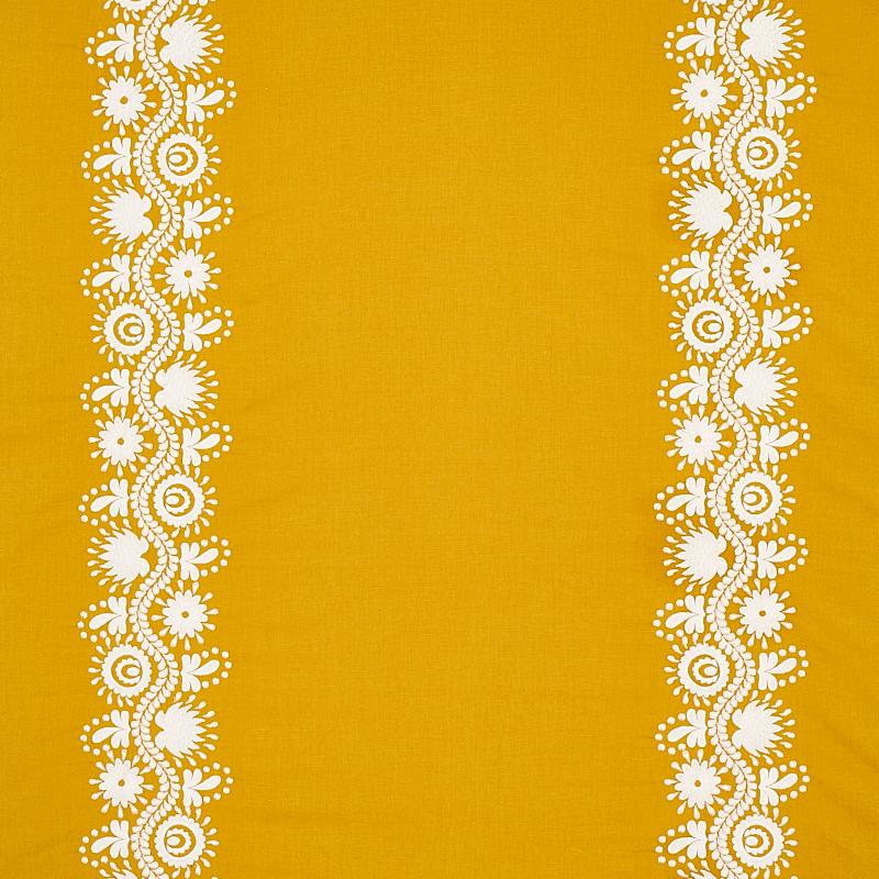 Schumacher Theodora Embroidery Saffron Fabric