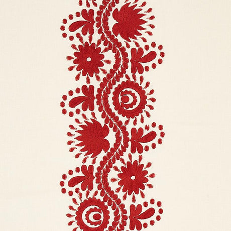 Schumacher Theodora Embroidery Red Fabric