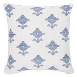 Schumacher Blue 18" x 18" Rubia Embroidery Pillow