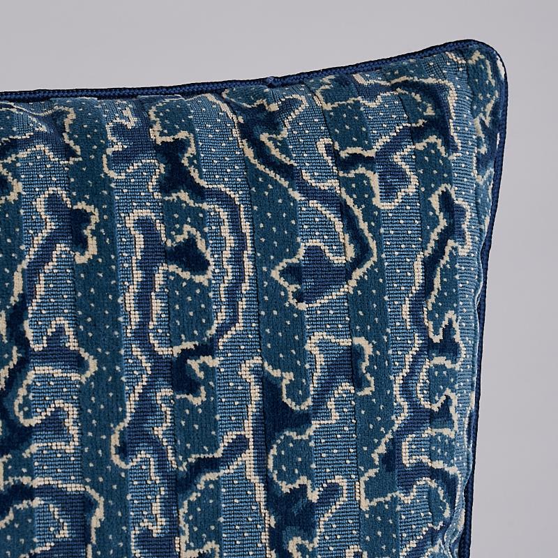 Schumacher Corail Velvet Mediterranean 20" x 20" Pillow