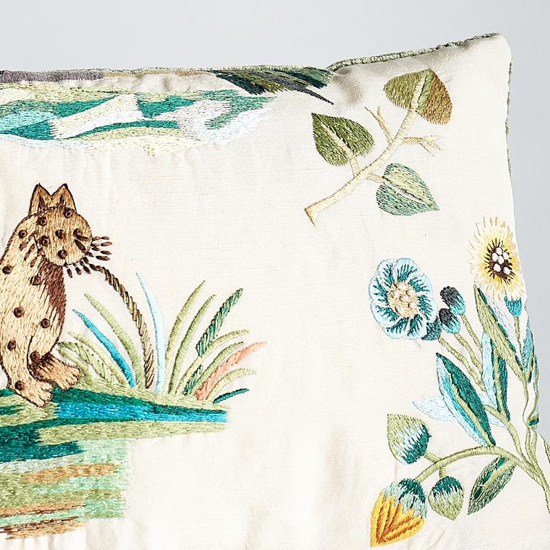 Schumacher Royal Silk Embroidery Multi 16" x 8" Pillow