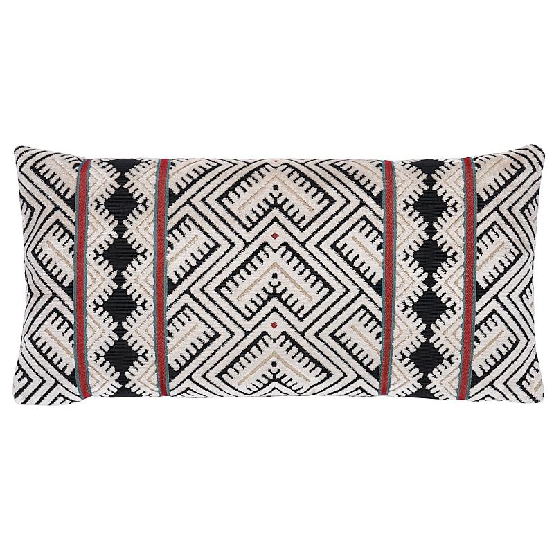 Schumacher Parvin Velvet Black & Ivory 24" x 12" Pillow