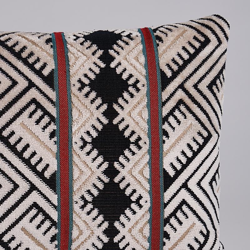 Schumacher Parvin Velvet Black & Ivory 24" x 12" Pillow