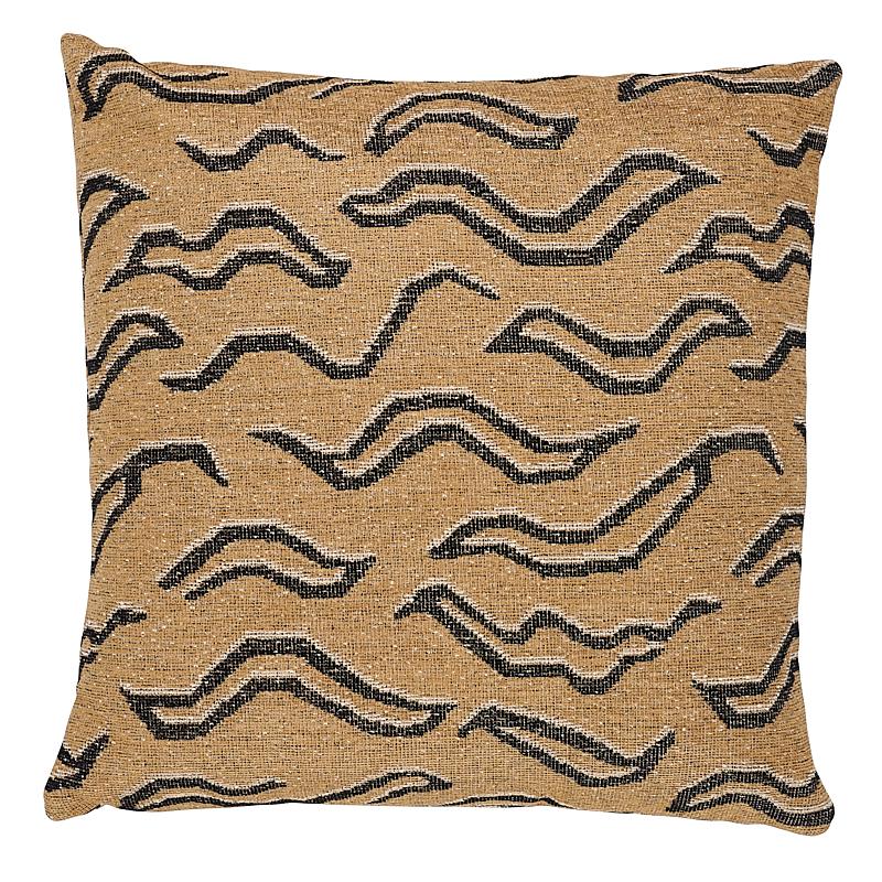 Schumacher Camel With Black 22" x 22" Kata Pillow